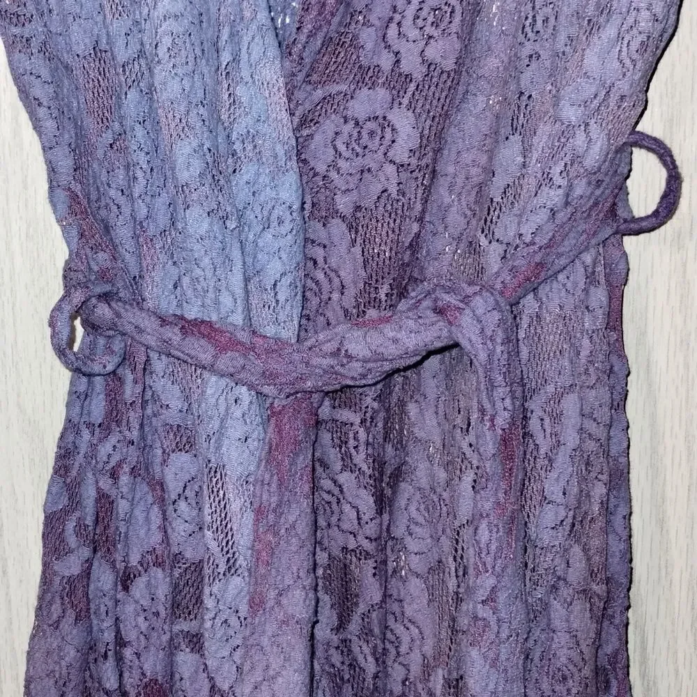 Free People One Purple and White Ombre Lace Duster Wrap Cardigan - Picture 4 of 8
